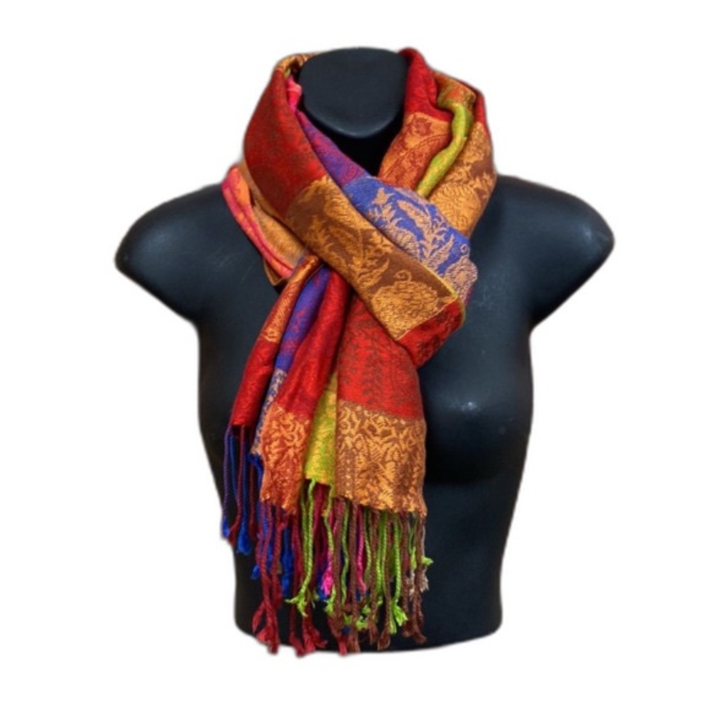 Pashmina Multicolor Patterned Scarf - Picture 2 of 5